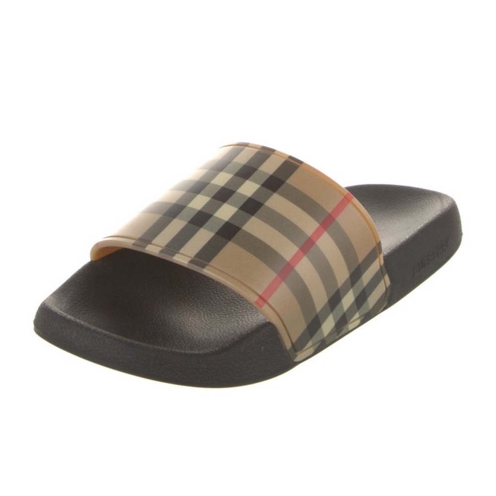 Burberry plaid print rubber slides. - Picture 2 of 5